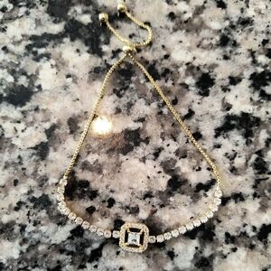 Gold Plated Adjustable Rhinestone Bracelet